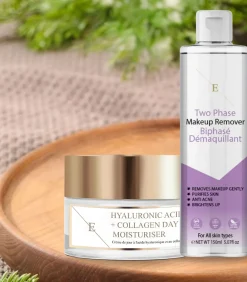 Tweefasige make-up verwijderaar + hyaluronzuur en collageen dagcrème
