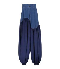 Tweekleurige denim broek