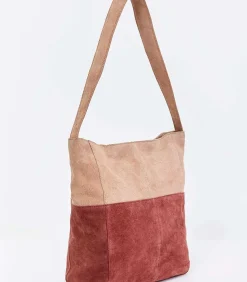 Twee-kleurige suède schoudertas CLOVER