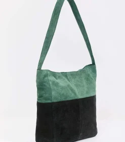 Twee-kleurige suède schoudertas CLOVER