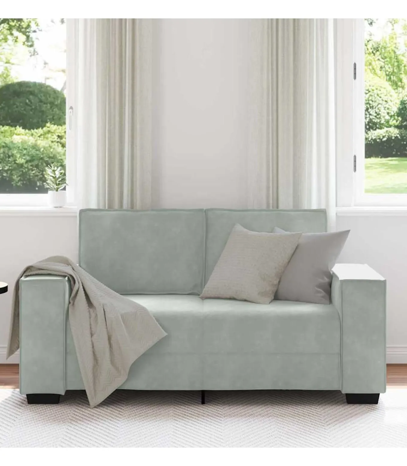 Tweezitsbank 120 cm fluweel lichtgrijs