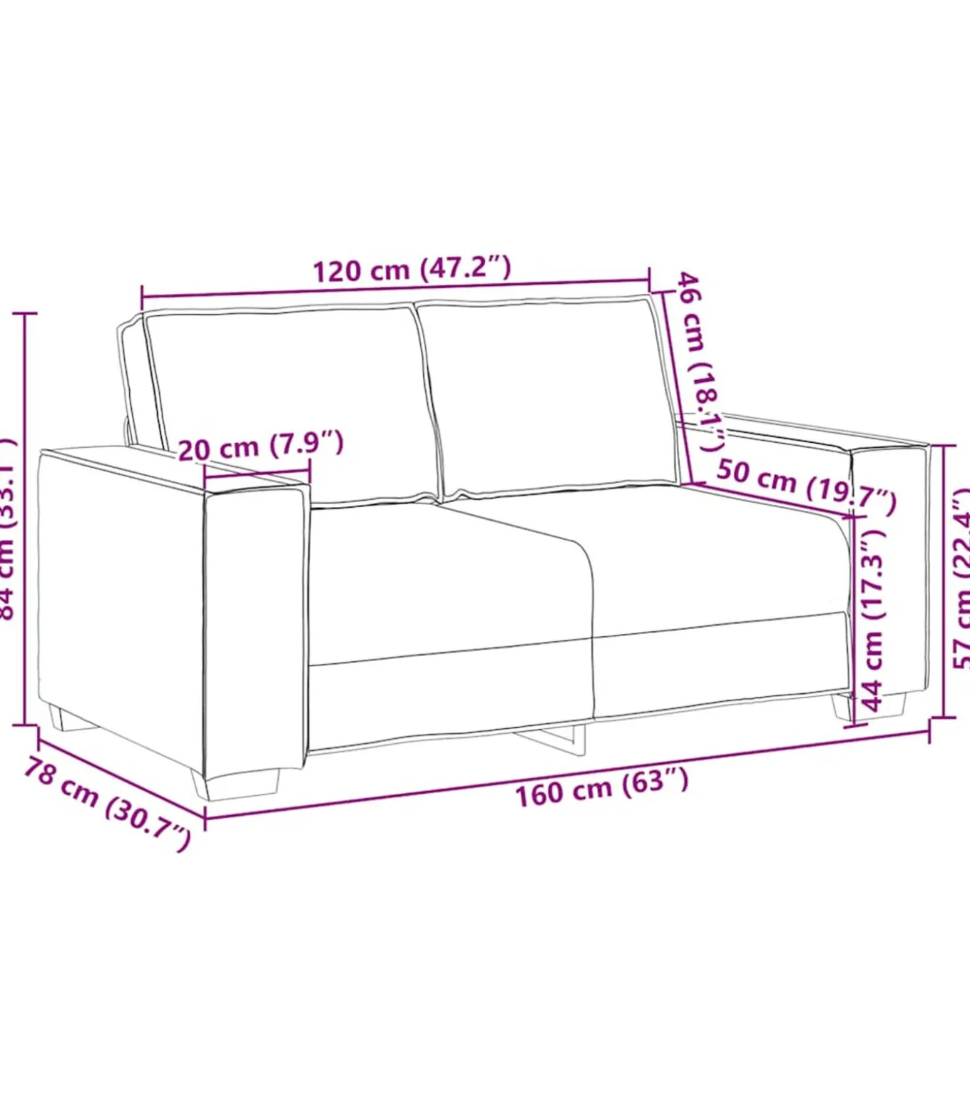 Tweezitsbank 120 cm fluweel lichtgrijs