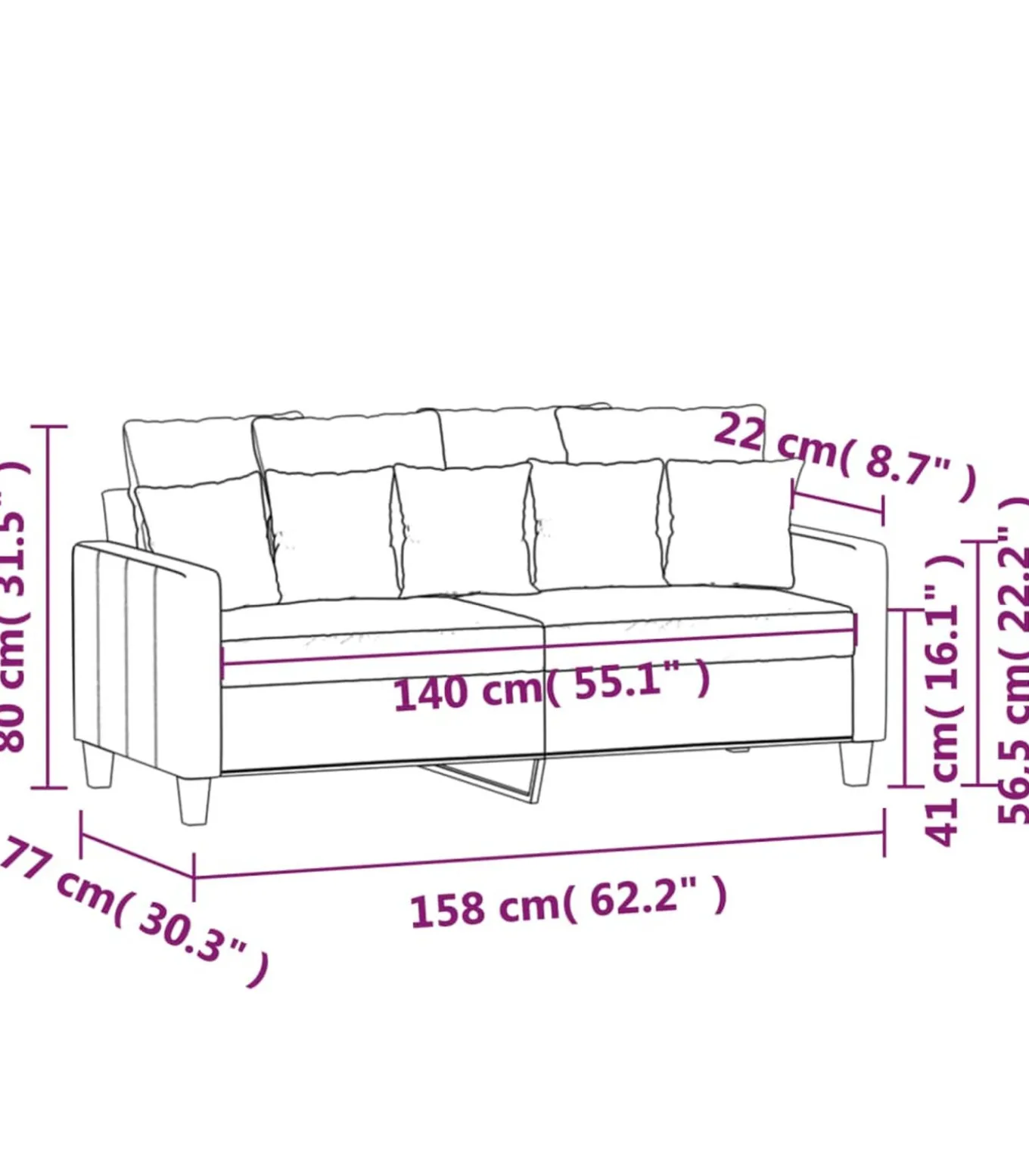 Tweezitsbank 140 cm stof wijnrood