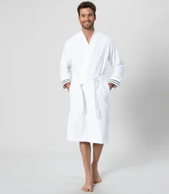 Unisex Badjas Anton Wit/Marine blauw - XL