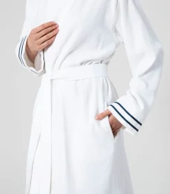 Unisex Badjas Anton Wit/Marine blauw - XL