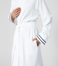 Unisex Badjas Anton Wit/Marine blauw - XL