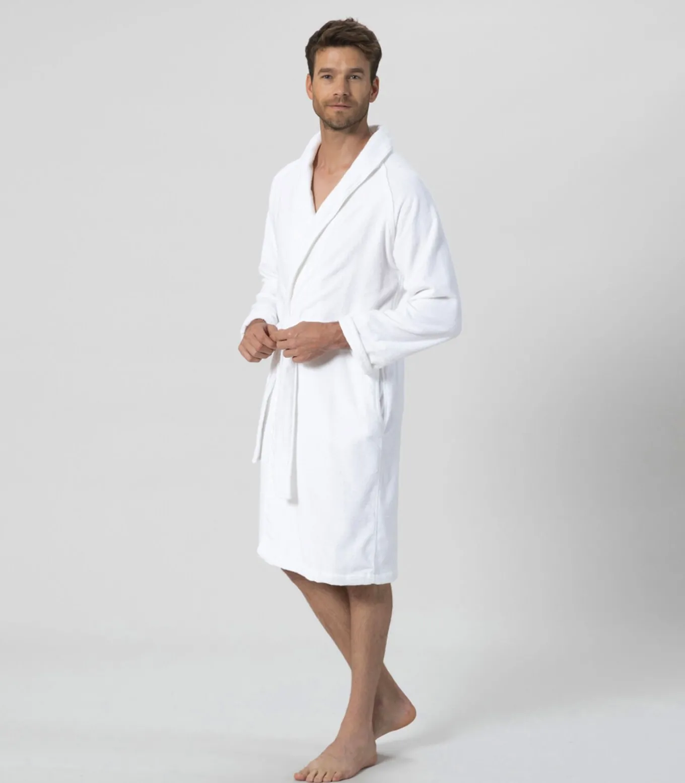 Unisex Badjas Solid Wit - L