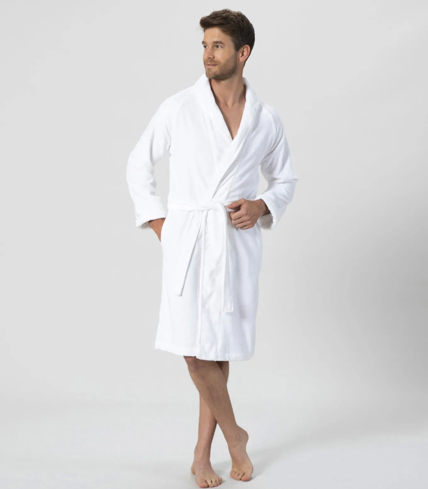 Unisex Badjas Solid Wit - L