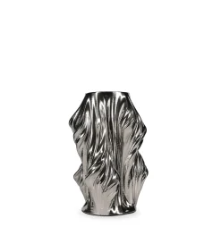 Vaas 20x20xH28,5cm satin silver Vea