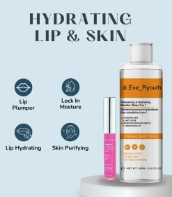 Verfrissend en hydraterend micellair water 2 in 1 150 ml + vitamine E en pepermunt lip plumps 8 ml