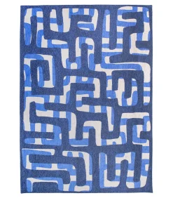 Vlak geweven woonkamer- en slaapkamerkleed BLUE LINES