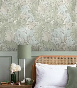 Vliesbehang Acanthus Sage & Duck Egg