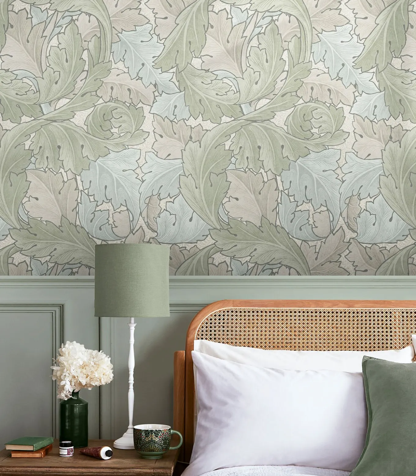 Vliesbehang Acanthus Sage & Duck Egg