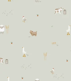 Vliesbehang Little Farm Groen