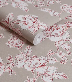 Vliesbehang Pollington Roses Donkergrijs