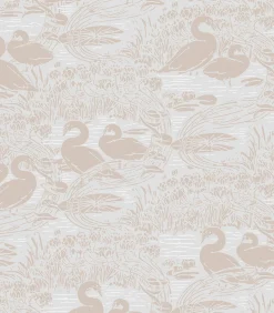 Vliesbehang Swans Dove Grey| Beige Grijs