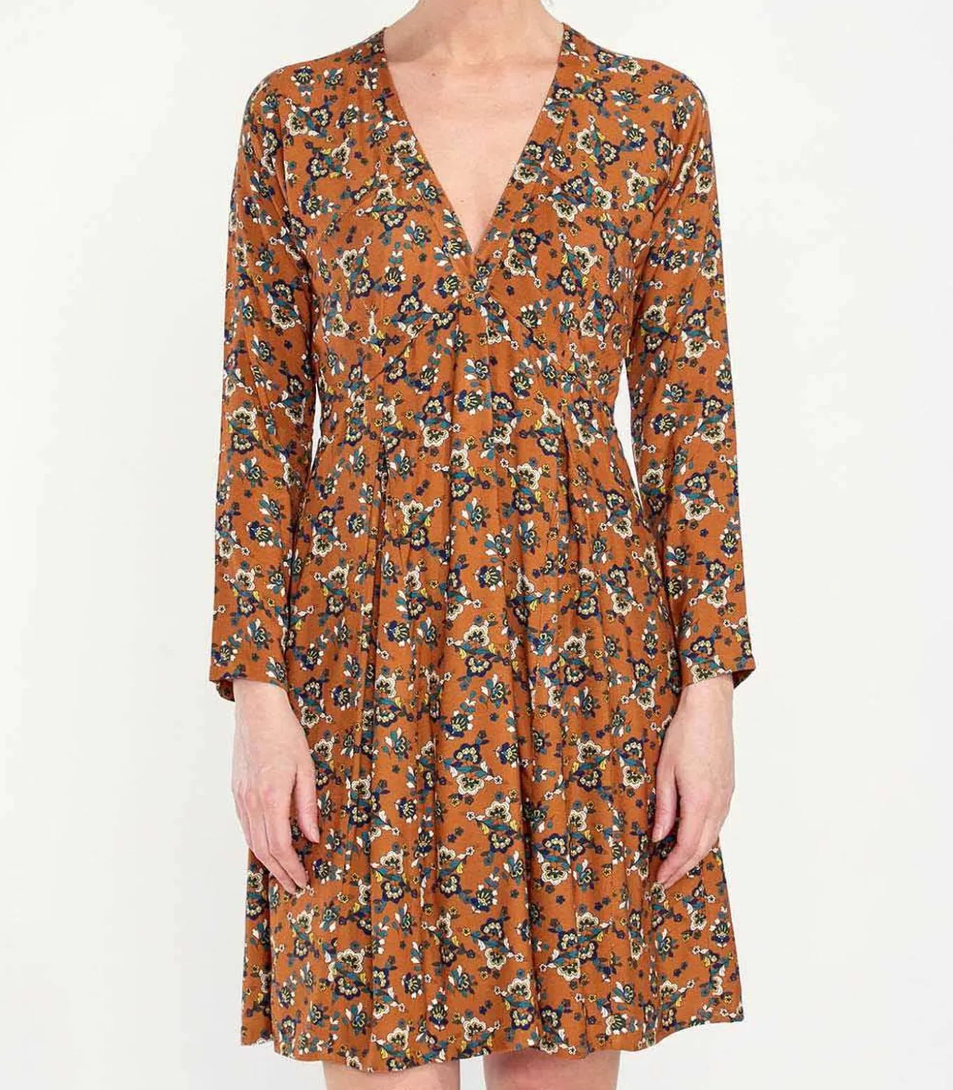 Vloeiende uitlopende jurk bedrukt MIRZAPUR