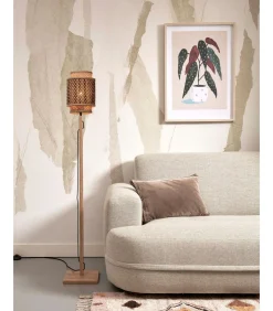 Vloerlamp Bhutan - Bamboe/Zwart - 20x20x135cm