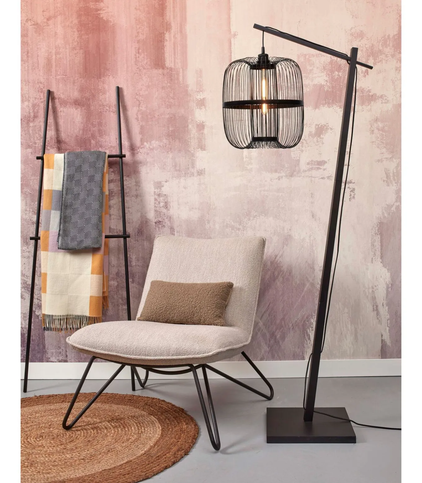 Vloerlamp Hokkaido - Bamboe Zwart - 63x36x176cm