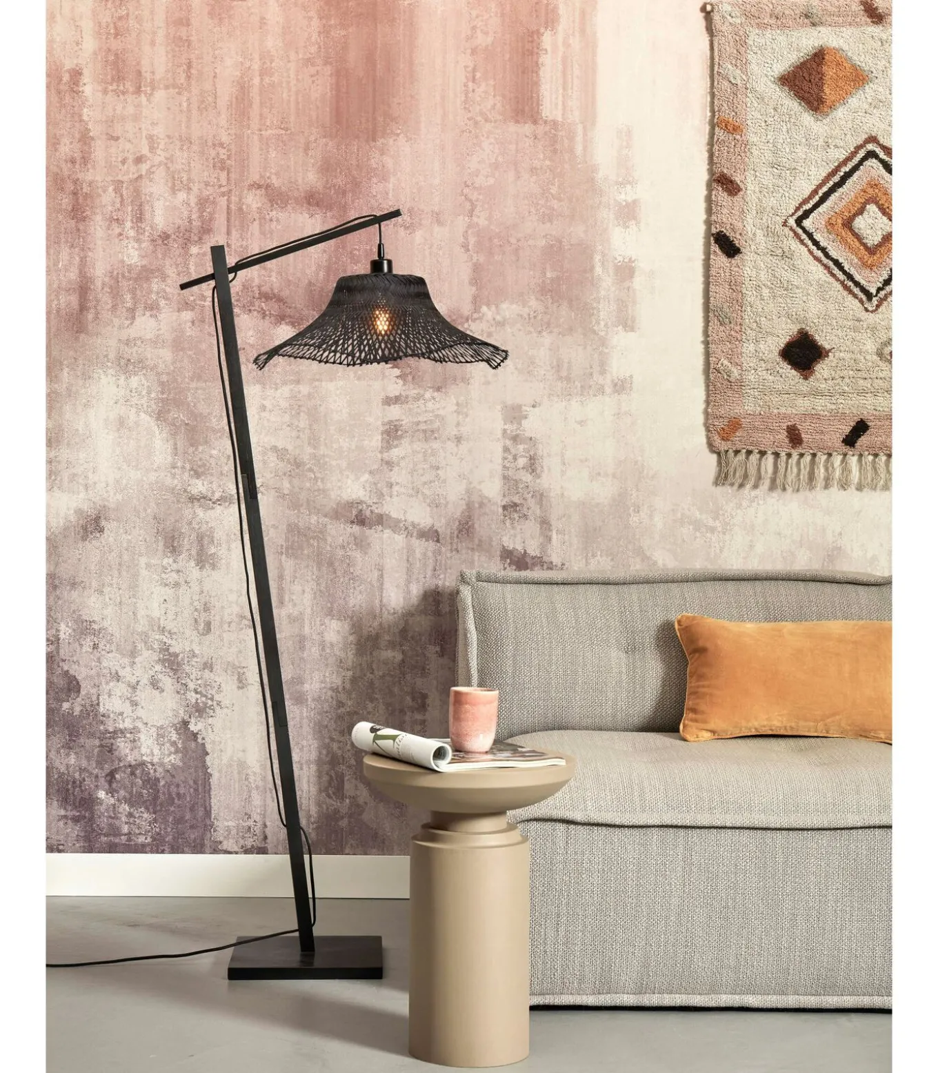 Vloerlamp Ibiza - Bamboe Zwart - 77x50x150cm