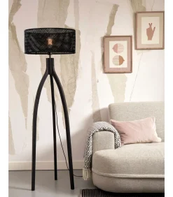 Vloerlamp Java - Bamboe Zwart - 50x50x145cm - Driepoot