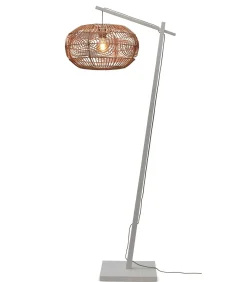 Vloerlamp Madeira - Bamboe Wit/Rotan - 74x48x176cm