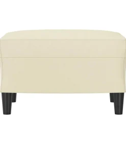 Voetenbank 60x50x41 cm kunstleer crèmekleurig