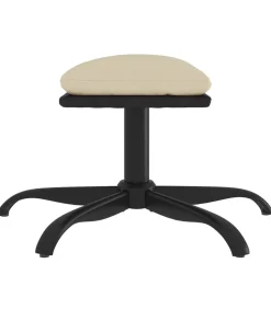 Voetenbank 60x60x36 cm stof en kunstleer crèmekleurig