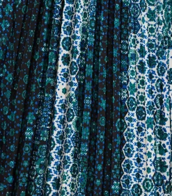 Volledig geplooide midirok in petrolblauw