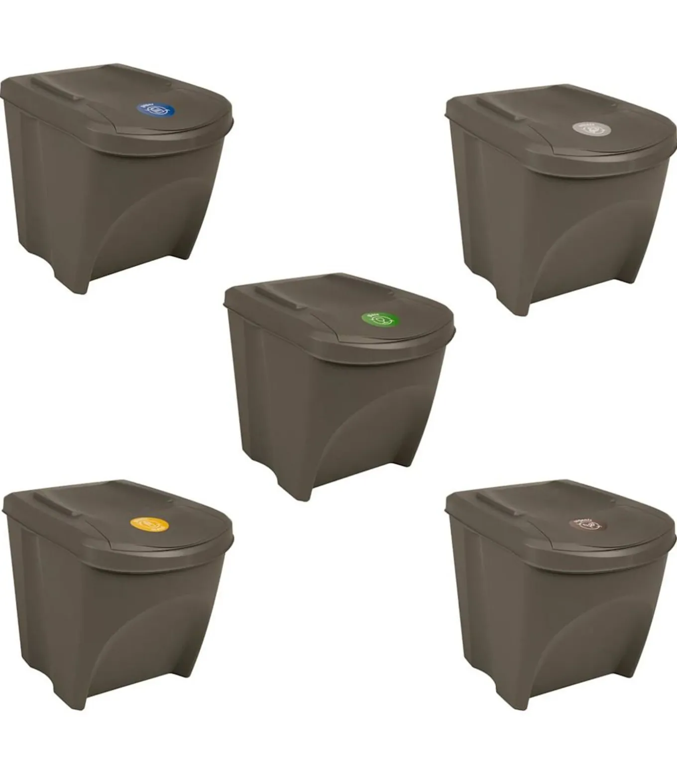 Vuilnisbakken 3 st stapelbaar 75 L polypropeen grijs