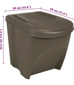 Vuilnisbakken 3 st stapelbaar 75 L polypropeen grijs