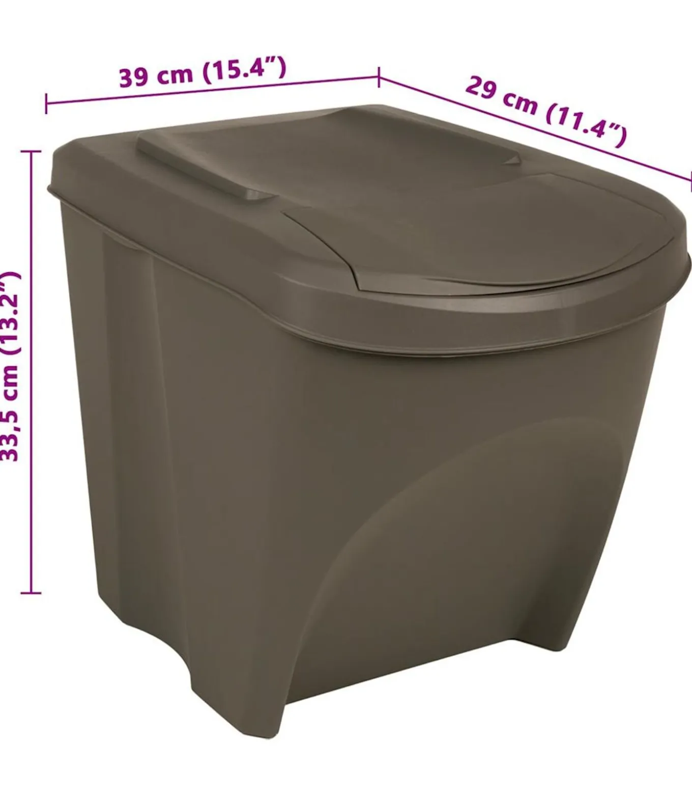 Vuilnisbakken 3 st stapelbaar 75 L polypropeen grijs