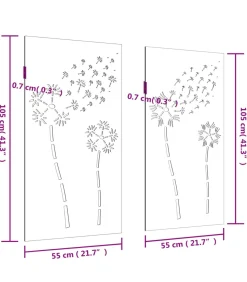 Wanddecoratie tuin 2 st bloemenontwerp 105x55 cm cortenstaal