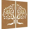 Wanddecoratie tuin 2 st boomontwerp 105x55 cm cortenstaal