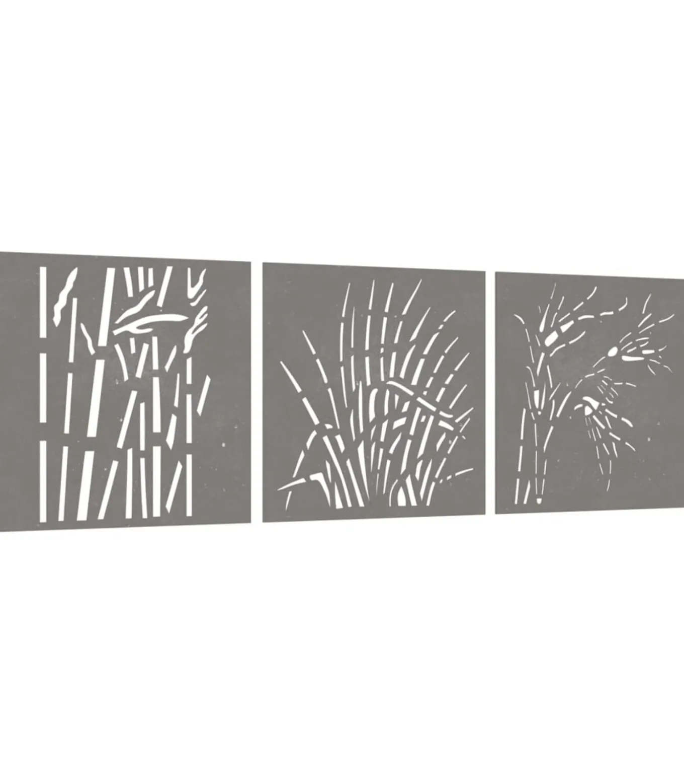 Wanddecoratie tuin 3 st grasontwerp 55x55 cm cortenstaal