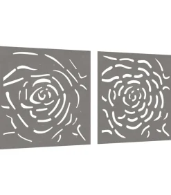 Wanddecoratie tuin 2 st rozenontwerp 55x55 cm cortenstaal