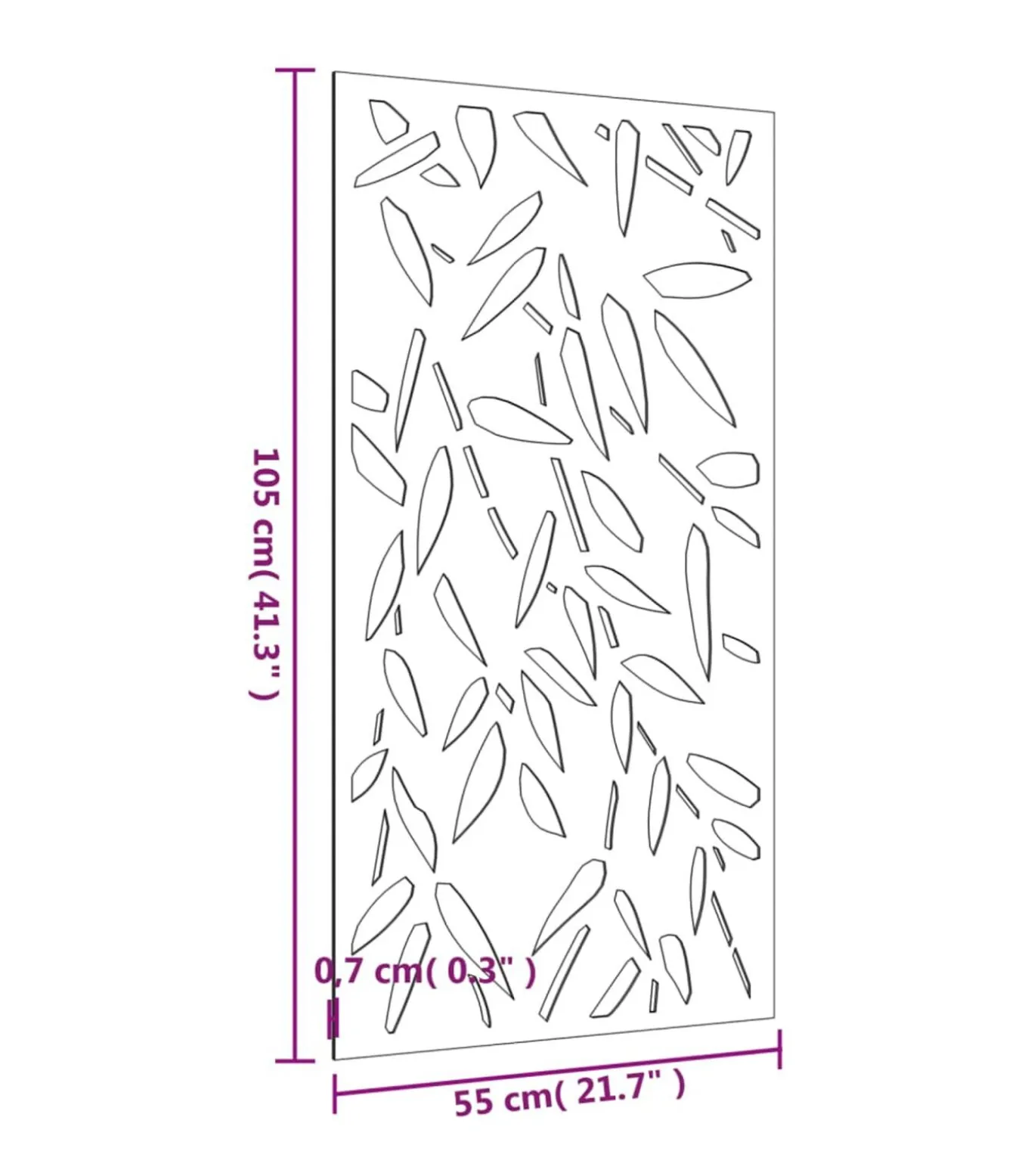 Wanddecoratie tuin bamboebladontwerp 105x55 cm cortenstaal