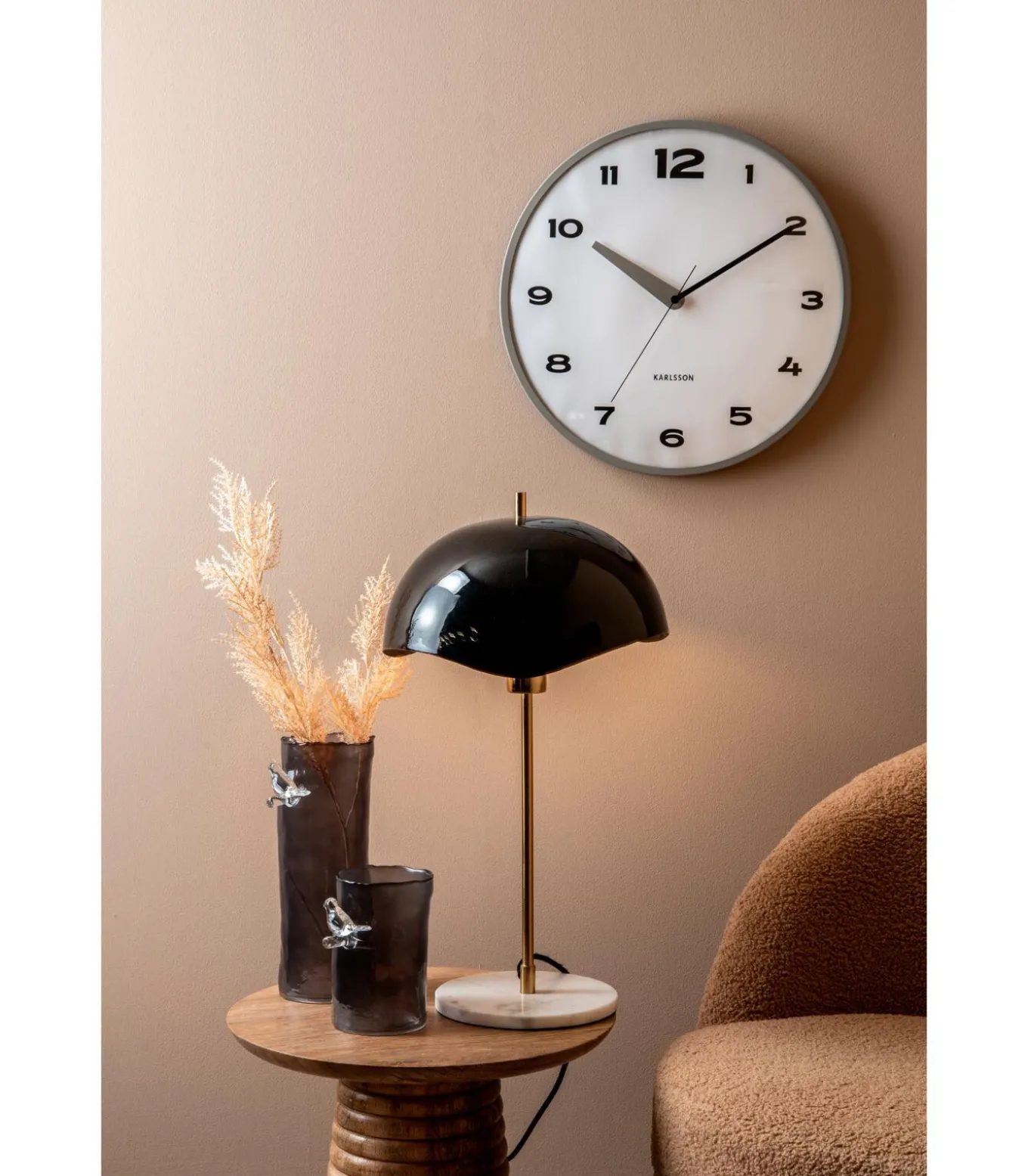 Wandklok Brisk Dome - Donkergrijs - Ø40cm