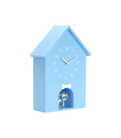 Wandklok Dog House - Blauw - 24.9x9x27cm