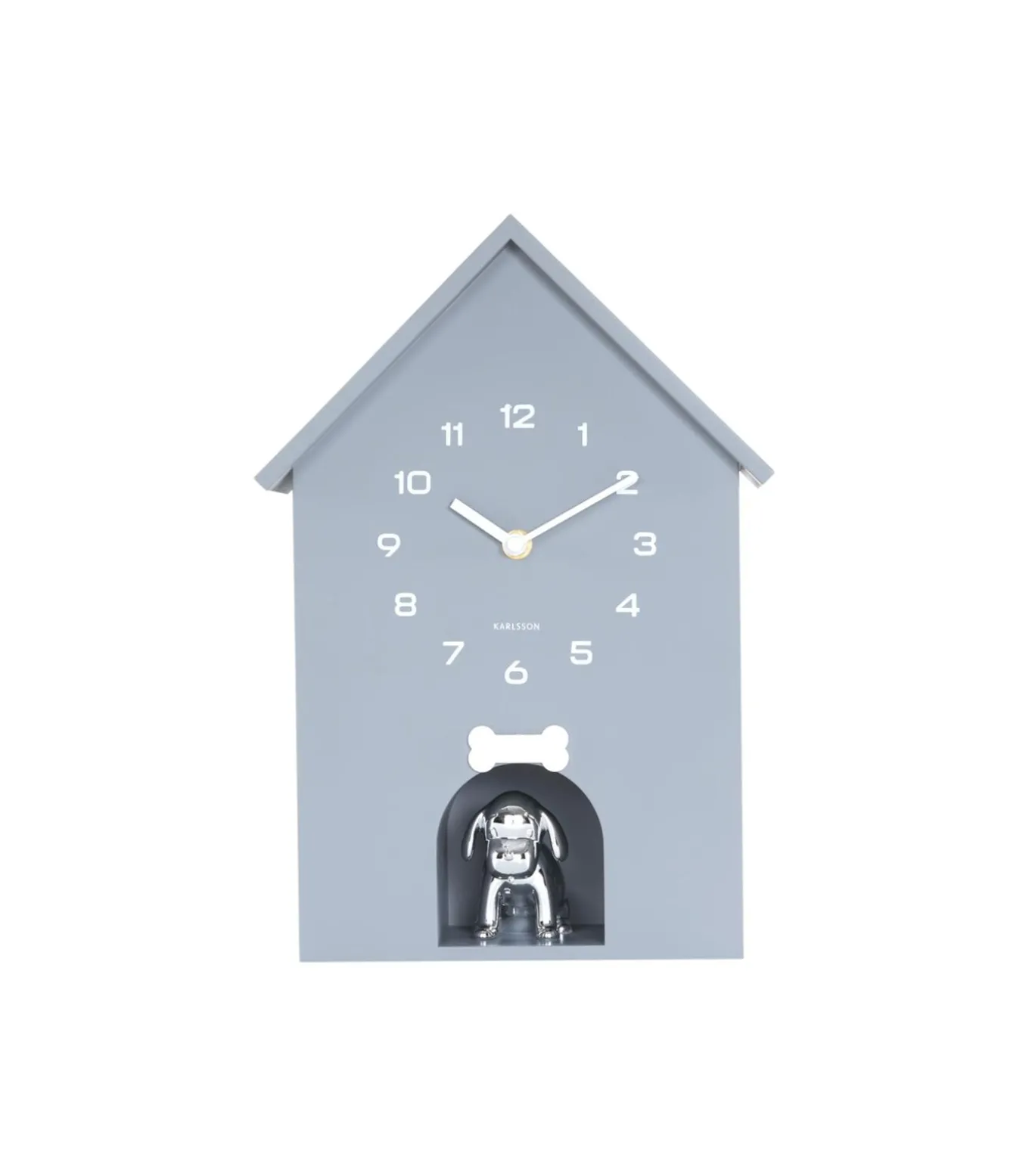 Wandklok Dog House - Grijs - 24.9x9x27cm