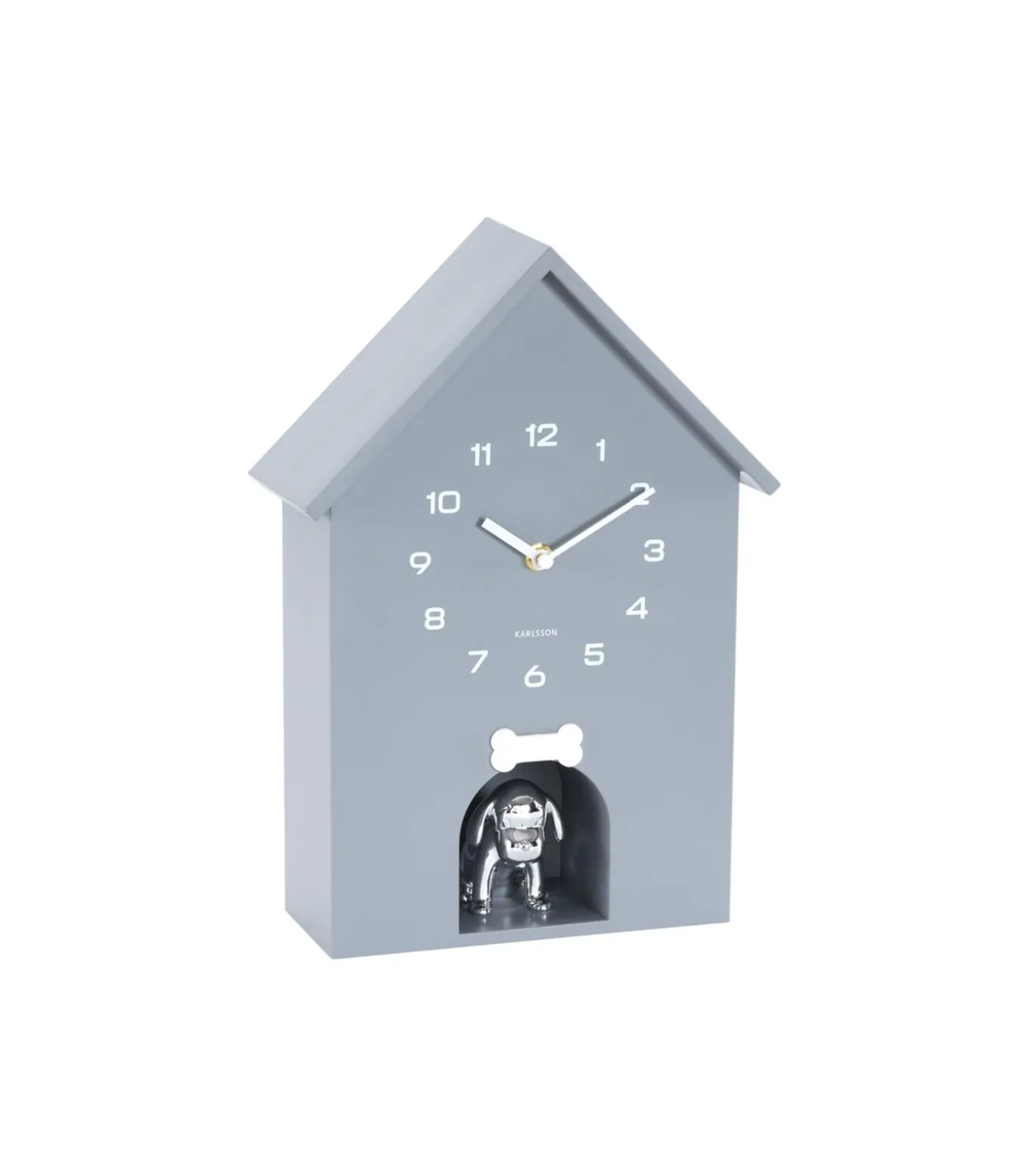 Wandklok Dog House - Grijs - 24.9x9x27cm