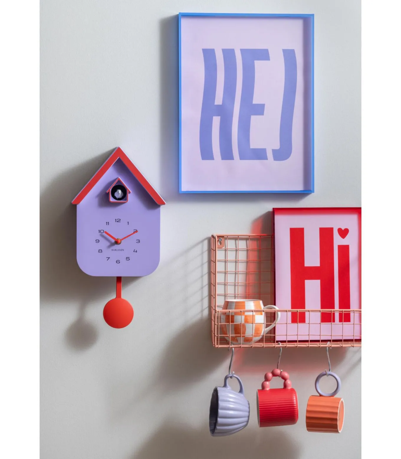 Wandklok Dupla Color Cuckoo - Paars - 21.5x21.5x41.5cm