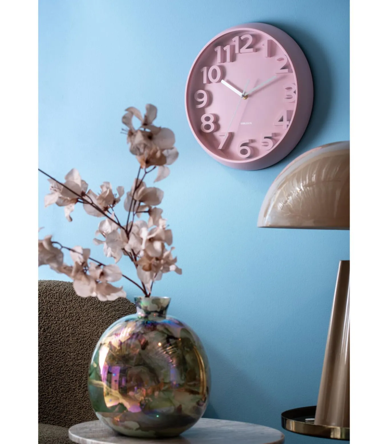 Wandklok Elevated Classic Numbers - Zachtroze - 5x33.5x33.5cm