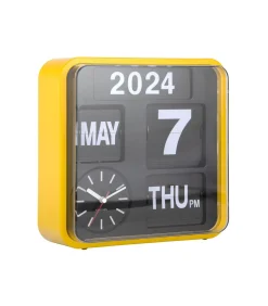 Wandklok Mini Flip - Okergeel - 10x24x24cm