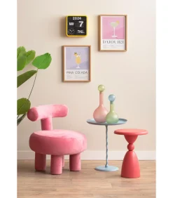 Wandklok Mini Flip - Okergeel - 10x24x24cm