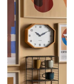 Wandklok Modern Factory Octagon - Geel - 32x32x26cm