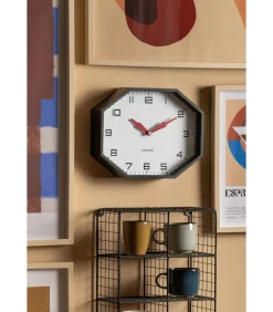 Wandklok Modern Factory Octagon - Zwart - 32x32x26cm