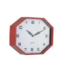 Wandklok Modern Factory Octagon - Rood - 32x32x26cm