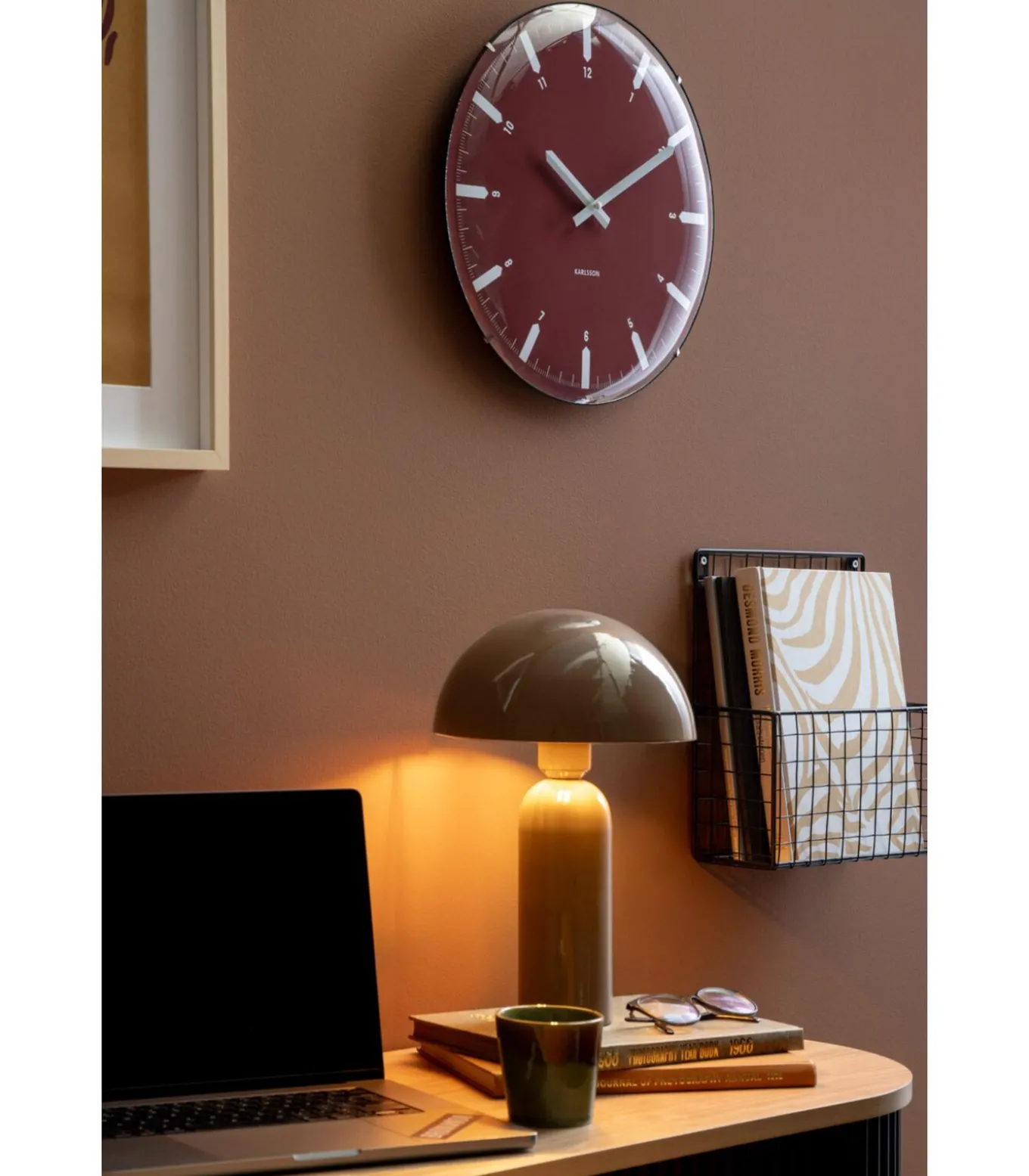 Wandklok Realista Dome - Rood - 35x35x35cm