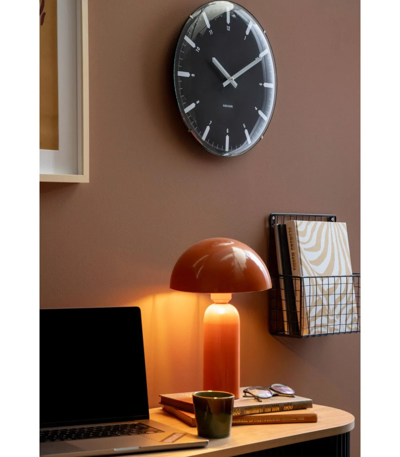 Wandklok Realista Dome - Zwart - 35x35x35cm